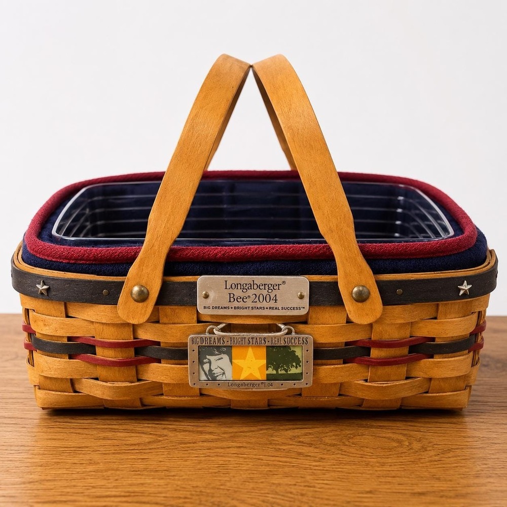 Longaberger Bee 2004 Basket Set Protector Liner Charm Big Dreams Bright Stars
